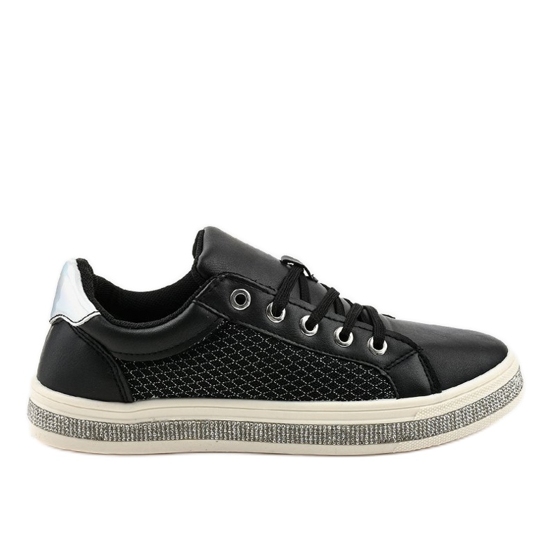 Black sneakers decorated with zircons 1153-Y grey