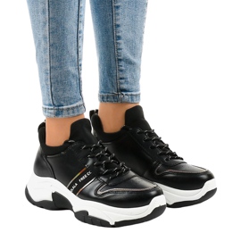Fashionable sneakers made of eco-leather B0-189 black