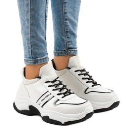 Fashionable sneakers made of eco-leather B0-189 white black