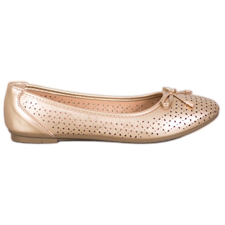 SHELOVET Openwork Ballerina With Eco Leather golden