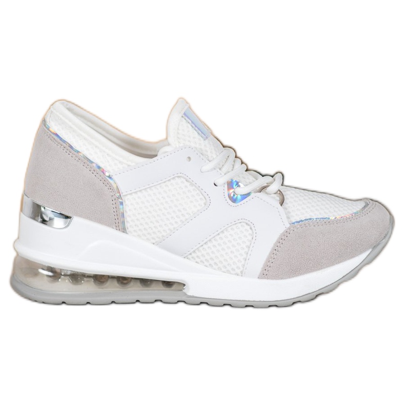 Weide White Sport Shoes With Glitter