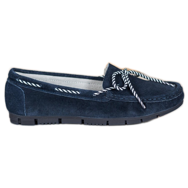Filippo Leather Loafers With Striped Bow blue