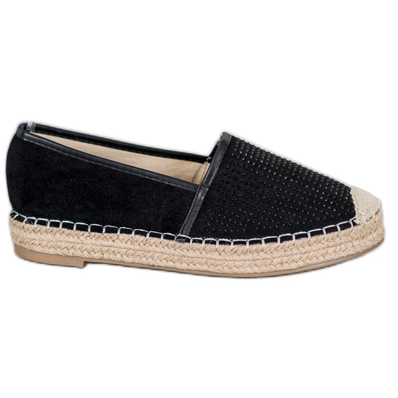 Best Shoes Black Espadrilles With Crystals yellow