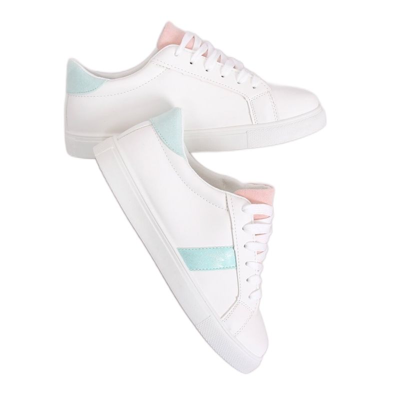 White women's sneakers WB811 WHITE / PINK