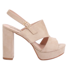 Sandals on the post beige 9R02 Beige brown green