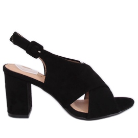 Black high-heeled sandals F1827 Black