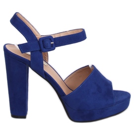 High-heeled sandals 9R16 Blue navy blue multicolored