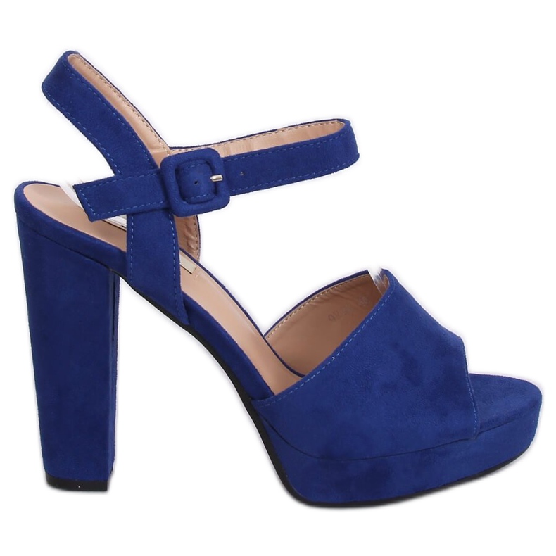 High-heeled sandals 9R16 Blue navy blue multicolored