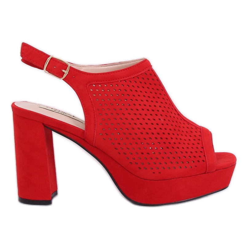 Red openwork high heels 9R82 Red