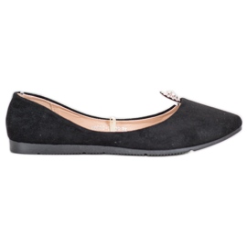 Black Ballerinas With VINCEZA Ornament Black Ballerinas With VINCEZA Ornament