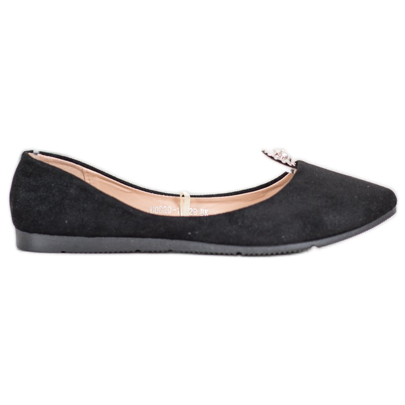 Black Ballerinas With VINCEZA Ornament Black Ballerinas With VINCEZA Ornament