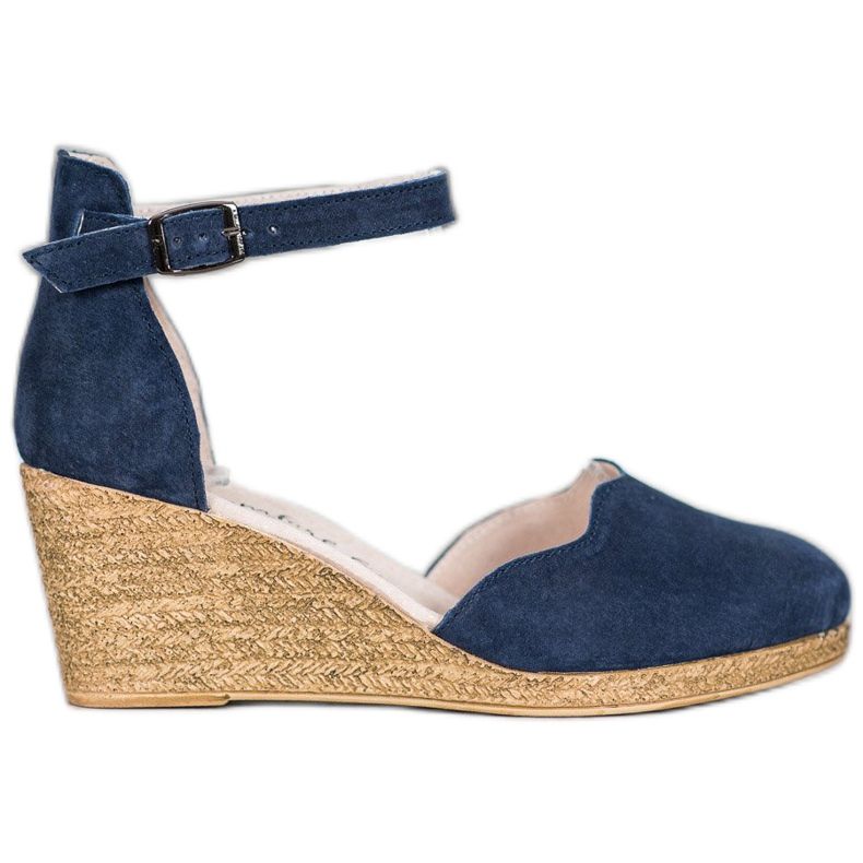 Filippo Leather Wedge Shoes navy blue blue