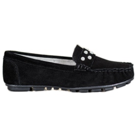 Filippo Leather Loafers With Pearls black