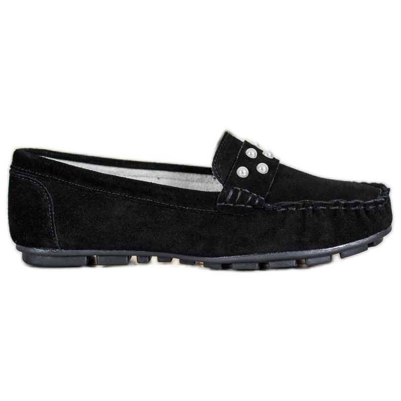 Filippo Leather Loafers With Pearls black
