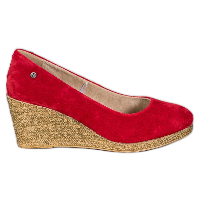 Filippo Leather Wedge Pumps red