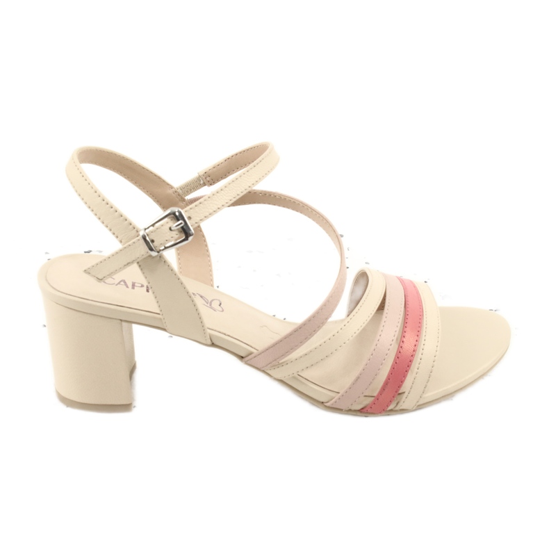 Caprice women's leather sandals, golden beige
