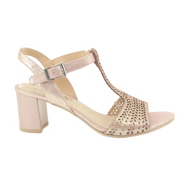 Caprice 28301 lace openwork sandals pink golden