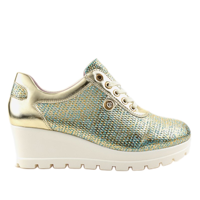 Golden Trendy Wedge Sneakers JFL663-5