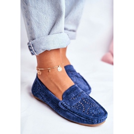 S.Barski Navy blue suede openwork loafers LR92309 S.Barski Navy blue suede openwork loafers LR92309