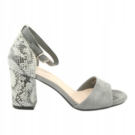 Sergio Leone Women's sandals on the post animal pattern SK873 gray grey