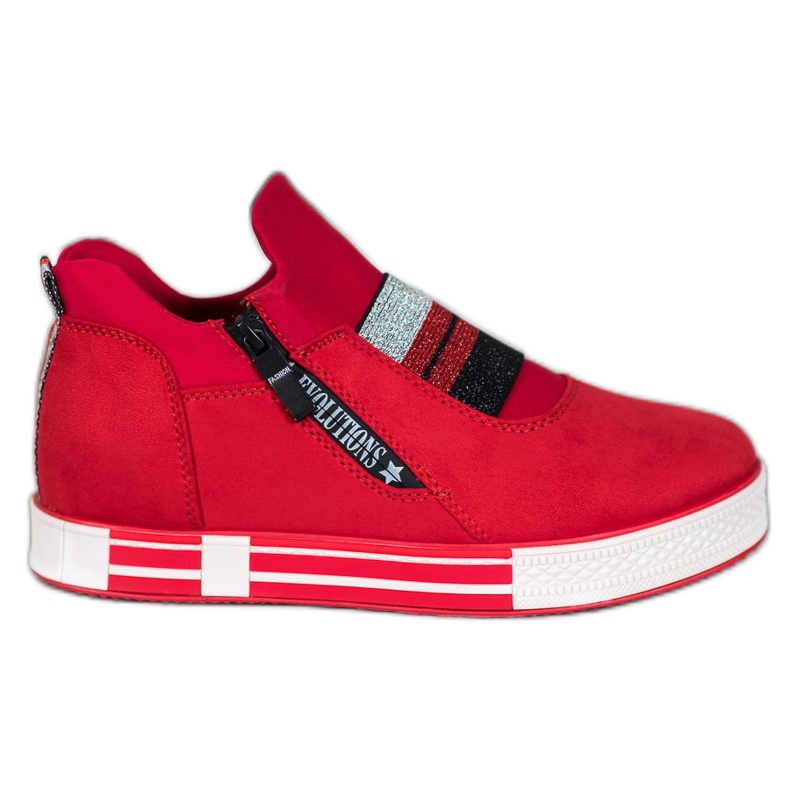 Ideal Shoes Slip-on Sneakers With A Zipper red