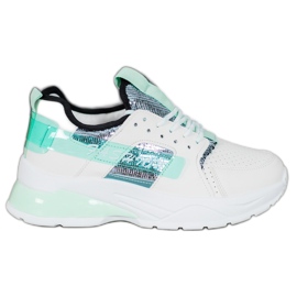 SHELOVET White Fashion Sneakers green SHELOVET White Fashion Sneakers green