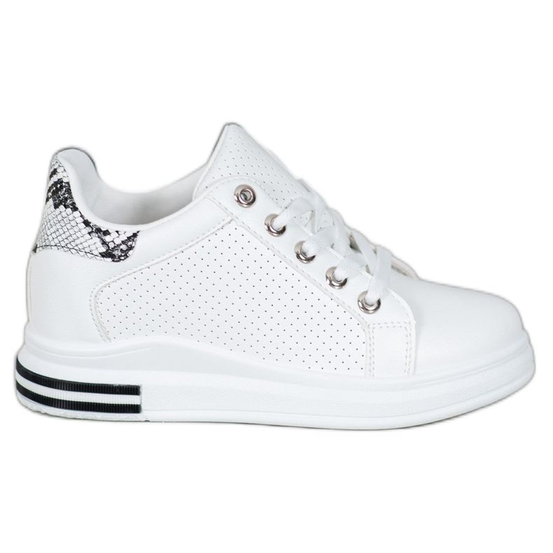 SHELOVET Openwork shoes with a hidden wedge white