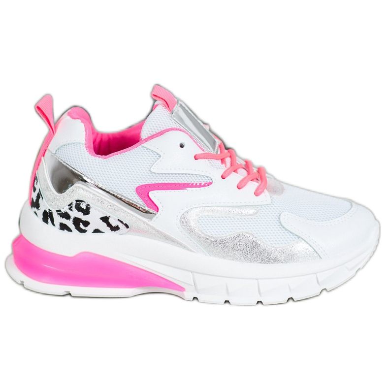 Ideal Shoes Sneakers With Pink Inserts white multicolored