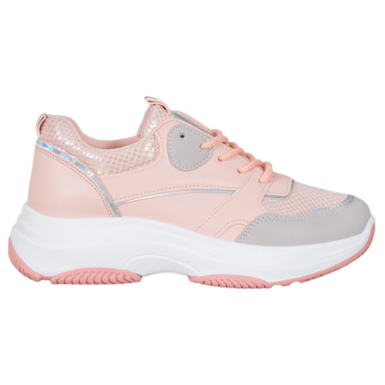 Ideal Shoes Casual Platform Sneakers pink