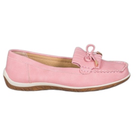 SHELOVET Pink Eco Leather Loafers