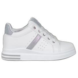 SHELOVET Sneakers With Glitter Inserts white