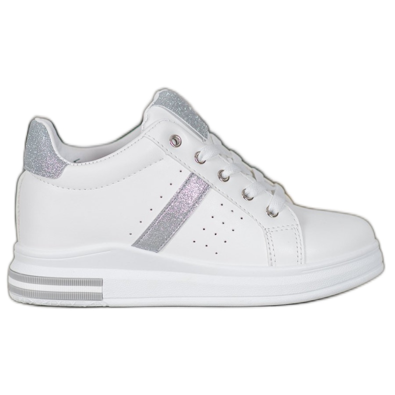 SHELOVET Sneakers With Glitter Inserts white
