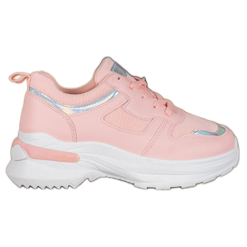 SHELOVET Pink Sneakers With Holo Effect