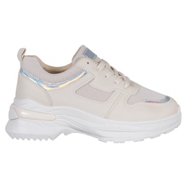SHELOVET Beige Sneakers With Holo Effect