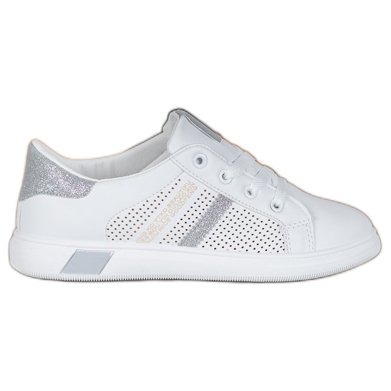 SHELOVET White Sport Shoes With Glitter grey