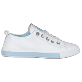 SHELOVET Sneakers With Blue Inserts white