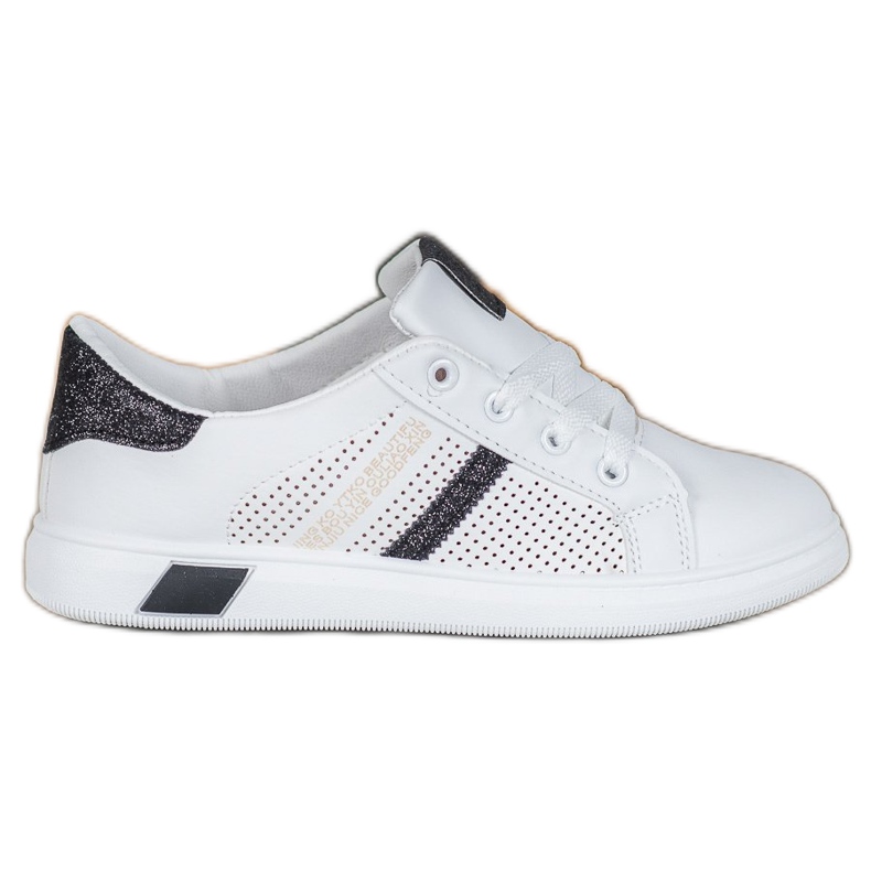 SHELOVET White Sport Shoes With Glitter black