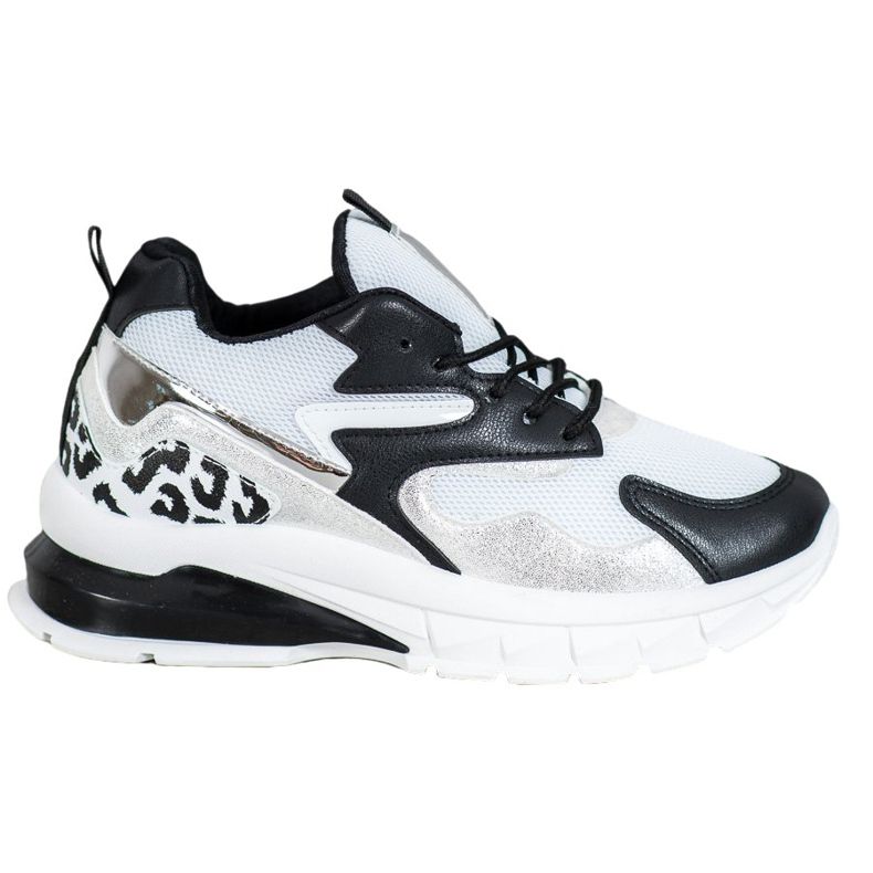 Ideal Shoes Sneakers With Black Inserts white