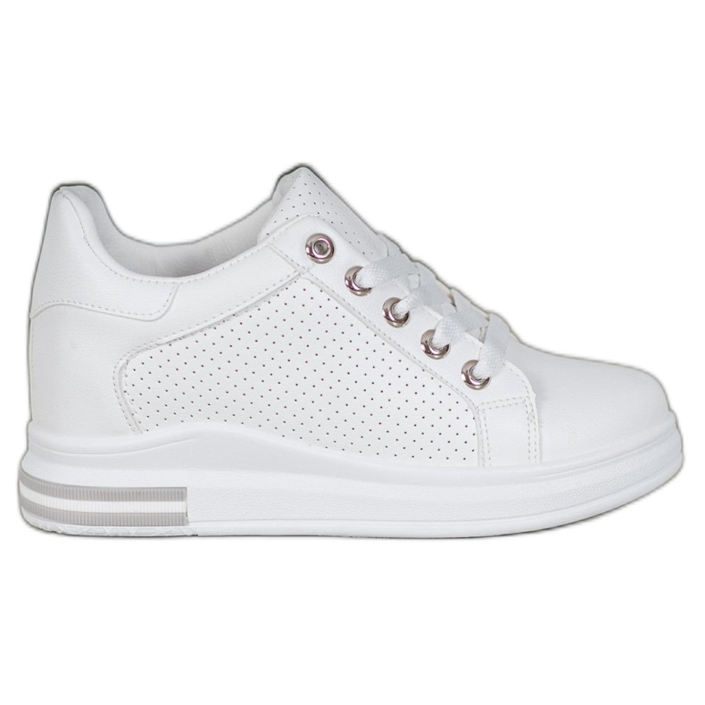 SHELOVET Openwork shoes with a hidden wedge white