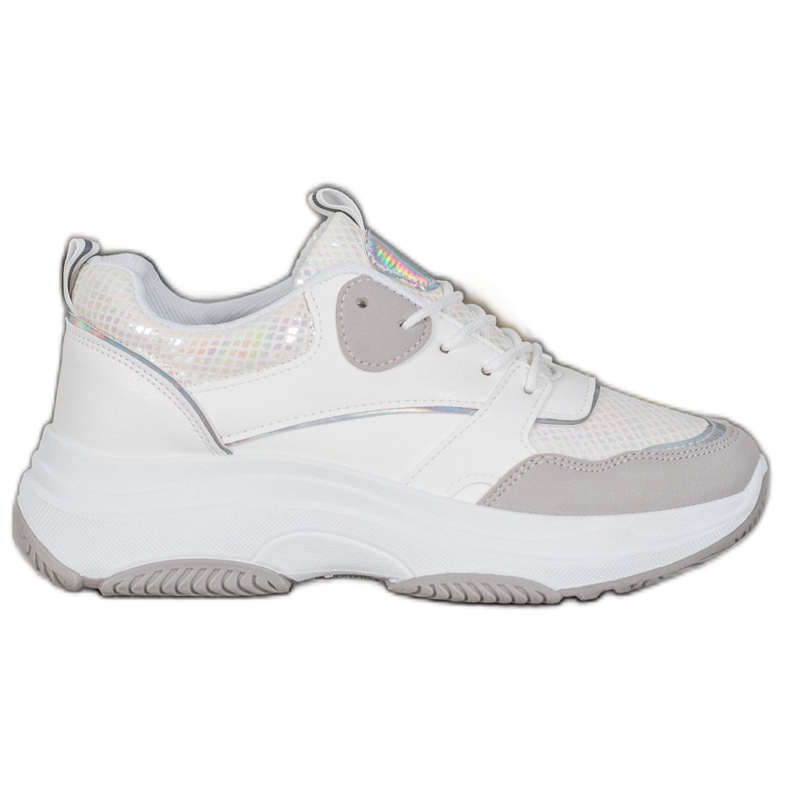 Ideal Shoes Casual Platform Sneakers white grey