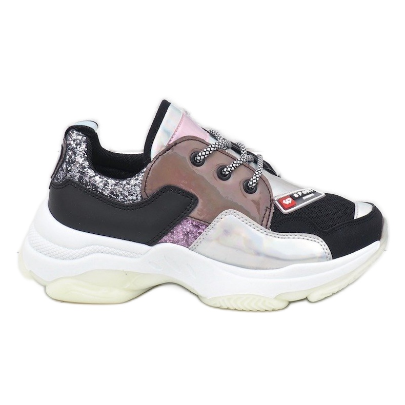Black stylish sports sneakers B0-206 multicolored