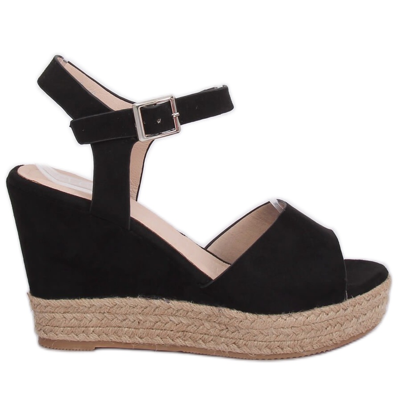 Black Sandals on a wedge heel 9R195 Black