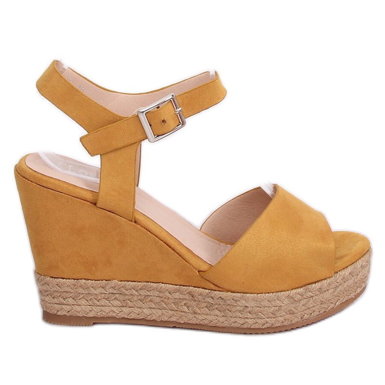 Sandals on wedges honey 9R195 Yellow