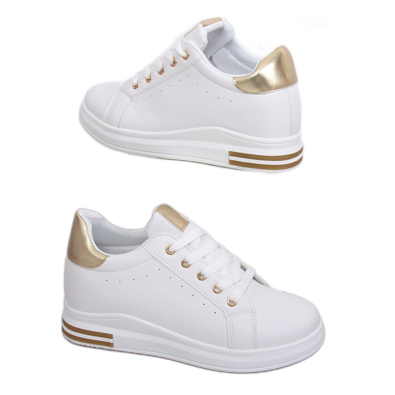 White women's sneakers L8035 Gold White women's sneakers L8035 Gold