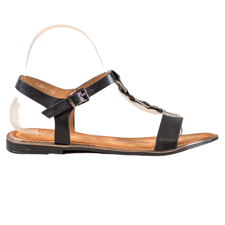 Small Swan Comfortable Black Sandals