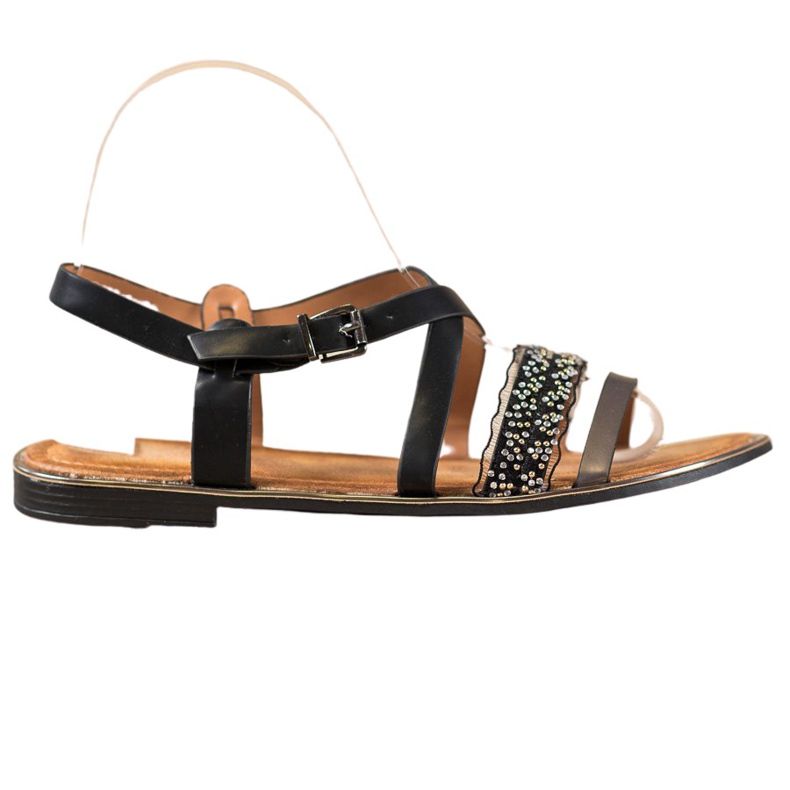 Small Swan Stylish Black Sandals