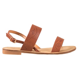 Small Swan Sandals With Openwork Pattern brown