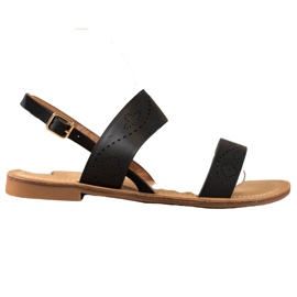 Small Swan Sandals With Openwork Pattern black
