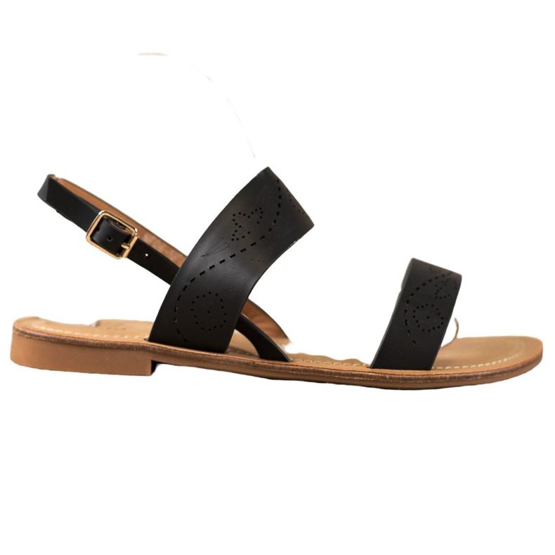Small Swan Sandals With Openwork Pattern black
