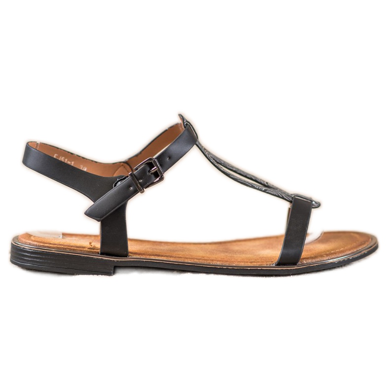 Small Swan Stylish Sandals With Eco Leather black